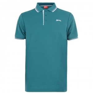 Image of Slazenger Tipped Polo Shirt Mens - Teal Blue