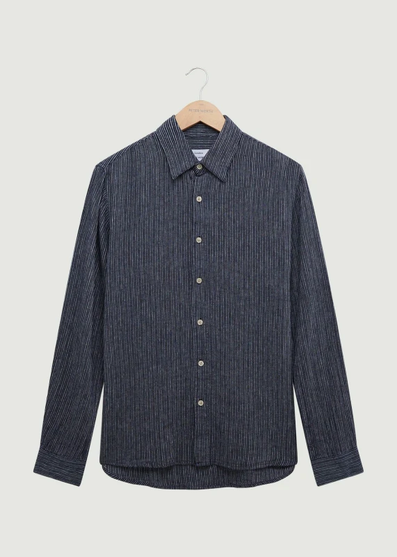 Image of Peter Werth Mens Raymont LS Shirt in Dark Navy Size: Medium Dark Navy Male M