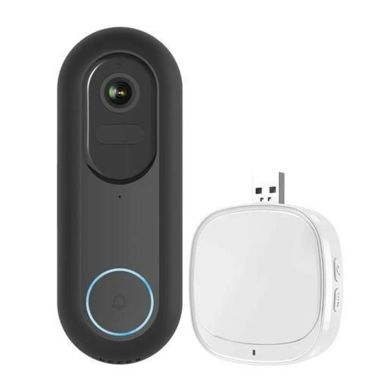 Image of Light Glow 1080P Wired & Wireless Video Doorbell kit with 5200mah battery & USB foldable Chime Black