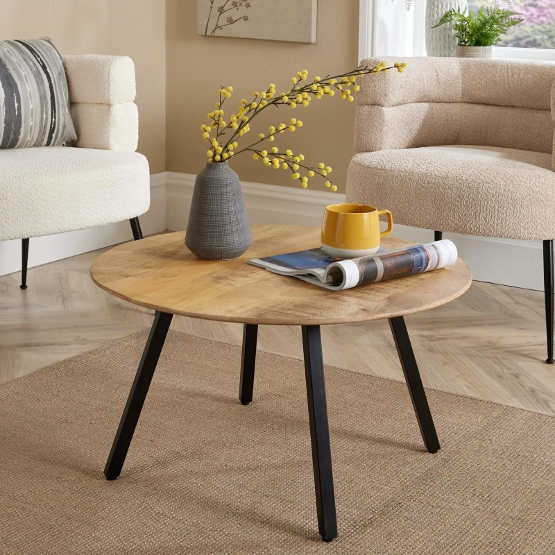 Image of Home Source Caribou Mango Wood Natural Top Coffee Table