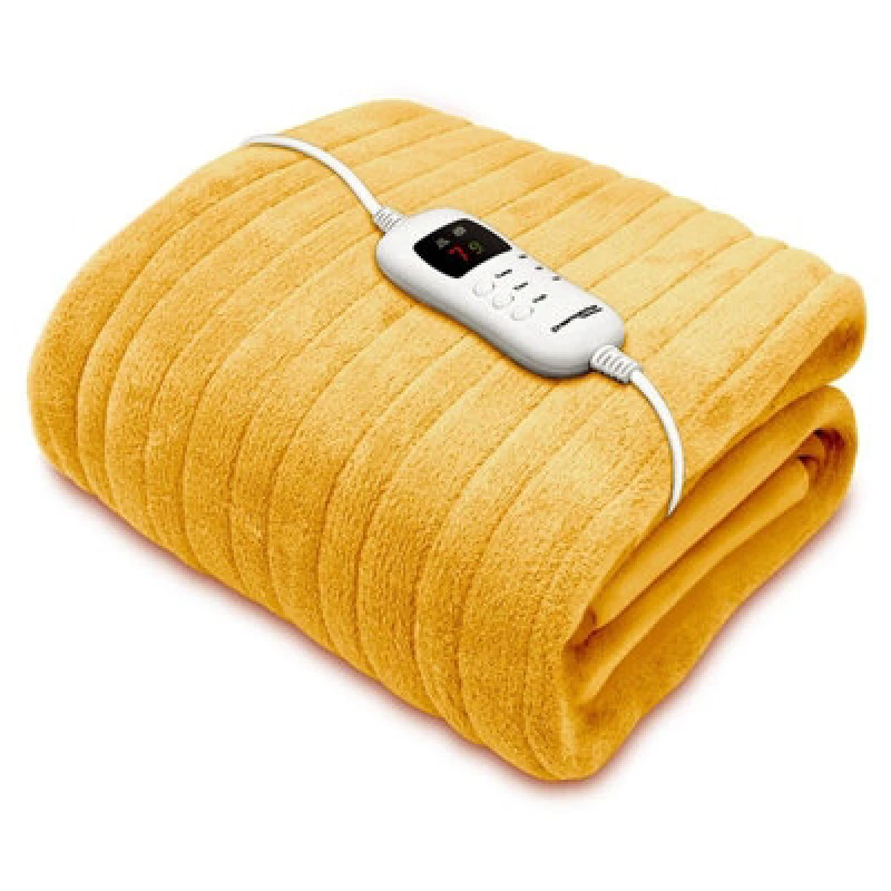 Image of Dreamcatcher Deluxe Electric Throw Heated Double Over Blanket Soft Fleece Variable Heat & Timer Settings Gold