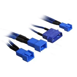 Image of BitFenix Alchemy Molex to 3x 3-Pin Adapter 20cm - sleeved blue/blue