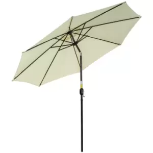 Image of Outsunny 3(m) Tilting Parasol Garden Umbrellas, Outdoor Sun Shade with 8 Ribs, Tilt and Crank Handle for Balcony, Bench, Garden, Beige