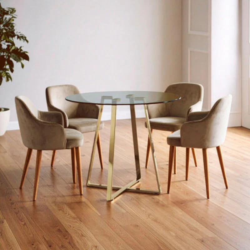Image of Orsina Metropolitan Round Gold Finish Dining Table