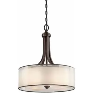 Image of 4 Bulb Ceiling Pendant Light Metallic Frosted Shade Mission Bronze LED E27 60W