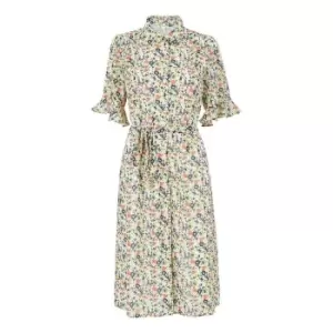 Image of Yumi White Floral Shirt Dress - White