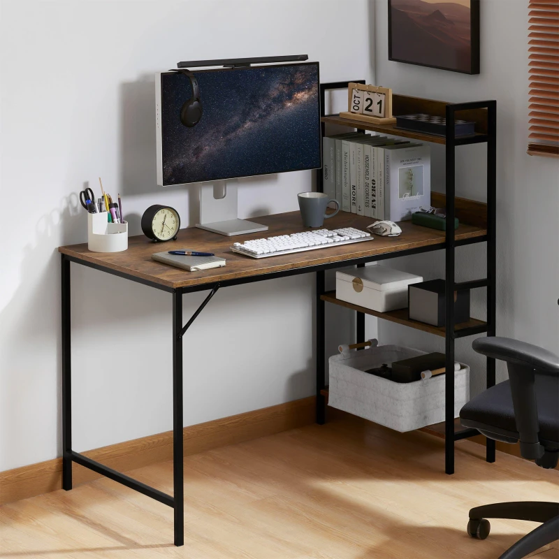 Image of Lassic Vida Designs Brooklyn Computer Desk With 3 Shelves Dark Wood unisex 3 Shelf