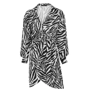 Image of I Saw It First Zebra Wrap Dress - Black
