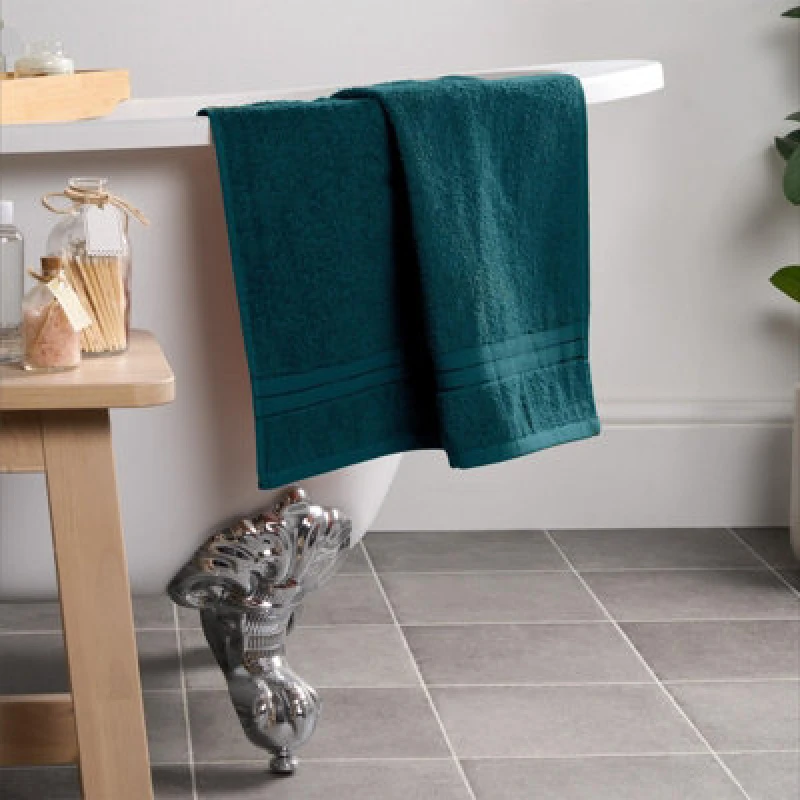 Image of OHS OHS Luxury Hand Towel 100% Cotton Bathroom in Teal Teal Hand Towel Unisex 5027434186433