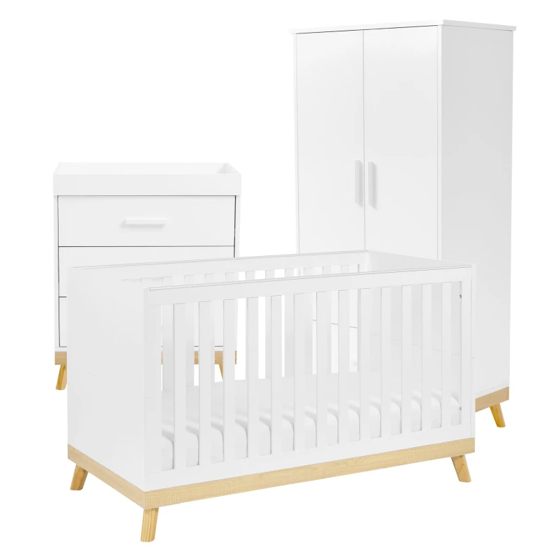 Image of Babymore Mona 3 Piece Nursery Room Set - White White unisex Variable