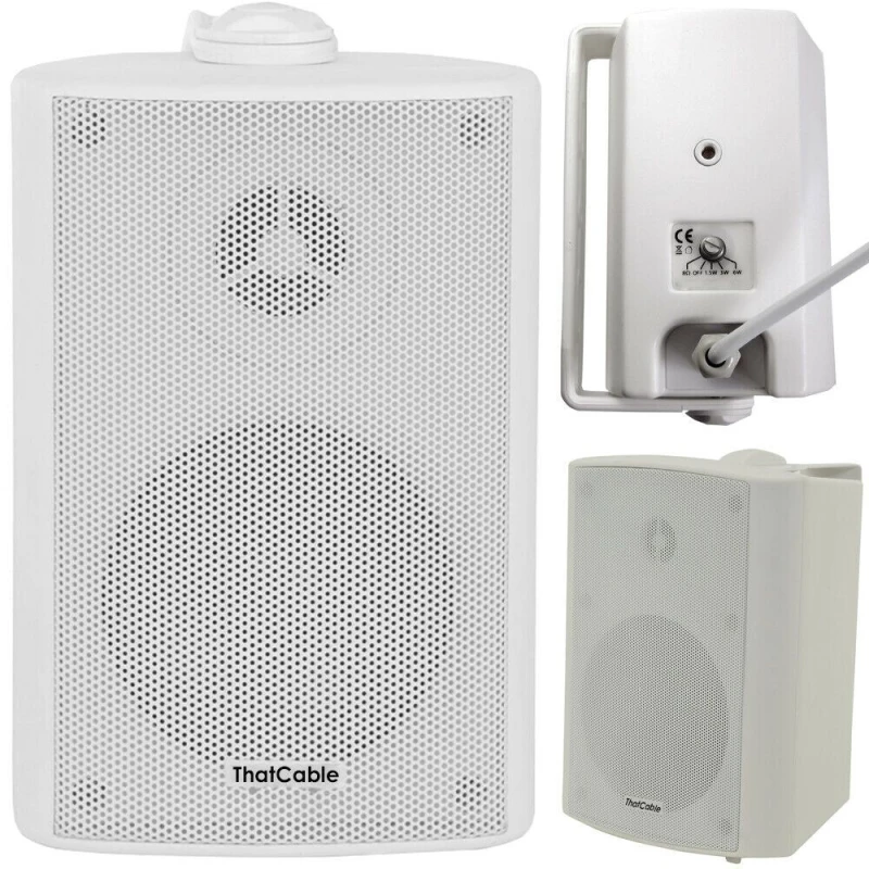 Image of Loops Garden Party BBQ Outdoor Speaker Kit Wireless Mini Stereo Amp & 2 White Speakers White unisex