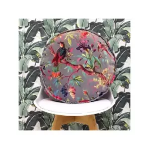 Image of Riva Paoletti Paradise Faux Velvet Round Cushion Cover, Mink, 50 Cm Diameter