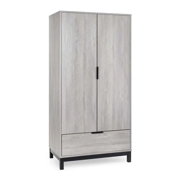 Image of Julian Bowen Bali 2 Door 1 Drawer Wardrobe- Grey Oak BAL106