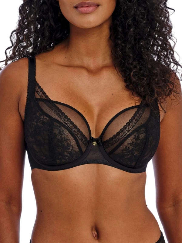 Image of Freya Womens Sydnie High Apex Plunge Bra in Black Size: 30F Black Female 30F