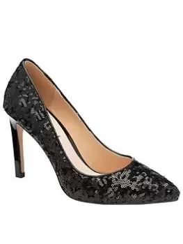 Image of Ravel Edson Black Sequin Heeled Court Shoe, Black, Size 7, Women