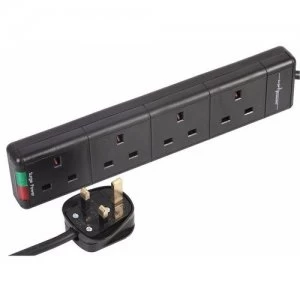 Image of Zexum 2M 4 Gang Black Surge Protected Lead