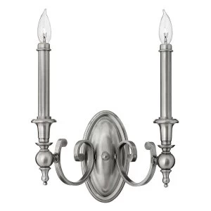 Image of 2 Light Indoor Candle Wall Light Antique Nickel, E14