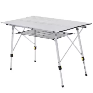 Image of Outsunny 4FT Folding Aluminium Picnic Table Portable Camping BBQ Table Roll Up Top Mesh Layer Rack with Carrying Bag