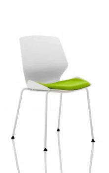 Image of Florence White Frame Visitor Chair in Myrrh Green KCUP1533