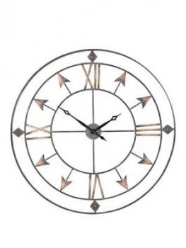Image of Pacific Lifestyle Antique Grey And Gold Metal Wall Clock