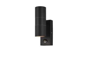 Image of Forum Lighting 35W Zinc Leto 2 Up/Down Wall Light With PIR Black - ZN-29179-BLK