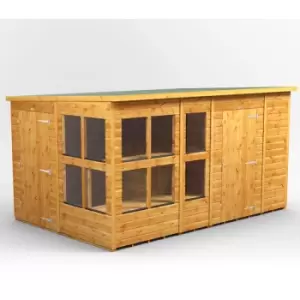Image of 12x8 Power Pent Potting Shed Combi Building including 6ft Side Store