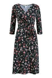 Image of Yumi Black Floral 'Erica' Wrap Dress - 8