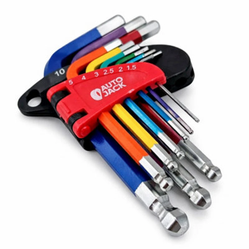 Image of Autojack Mini Ball End Allen Hex Key Set 9Pc Multi Coloured Tools Multi unisex