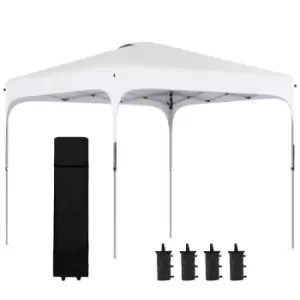 Image of Outsunny Pop Up Gazebo Foldable With Wheeled Carry Bag & 4 Weight Bags - White