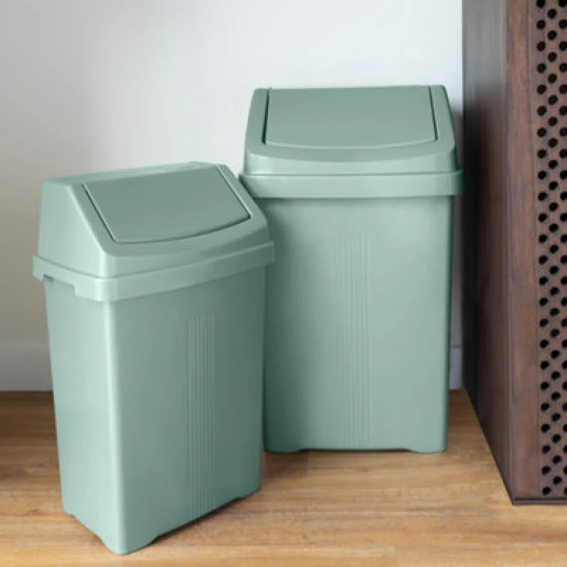 Image of Wham 2 Piece Casa Bin Set (25L/50L Swing Bin) Silver Sage