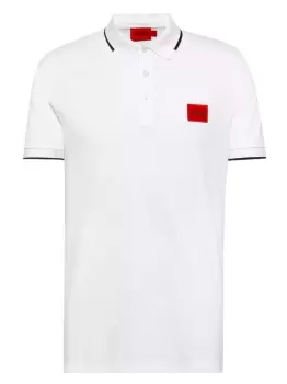 Image of HUGO Logo-patch Polo Shirt White