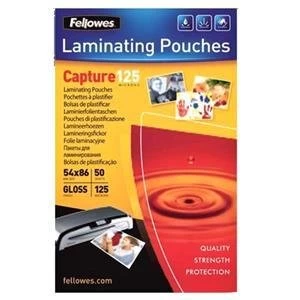 Image of Fellowes 54x86mm Glossy 125 Micron Card Laminating Pouch