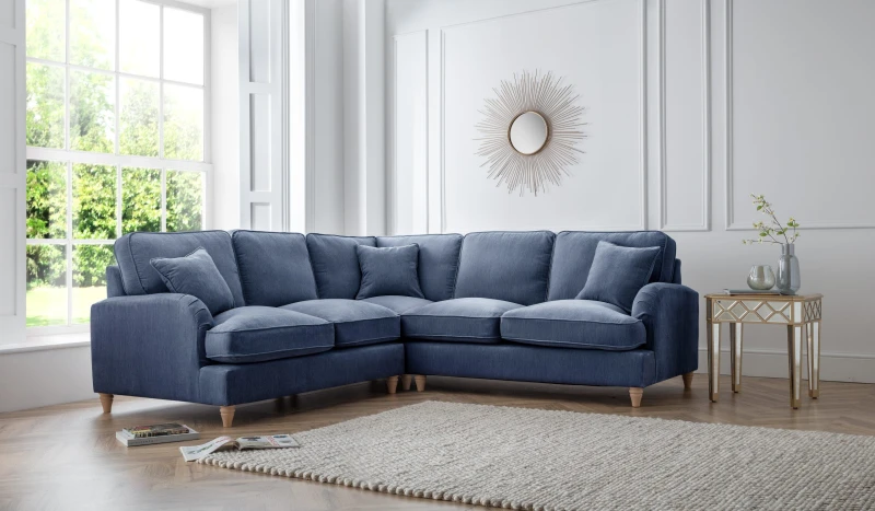 Image of The Great Sofa Company Orla 2 Corner 2 Manhattan Ice (no cutout) in Navy Navy Unisex