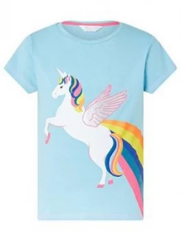 Image of Accessorize Girls Retro Unicorn T Shirt - Aqua