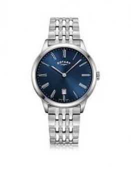 Image of Rotary Exclusive Rotary Blue Sunray Date Dial Stainless Steel Bracelet Mens Watch