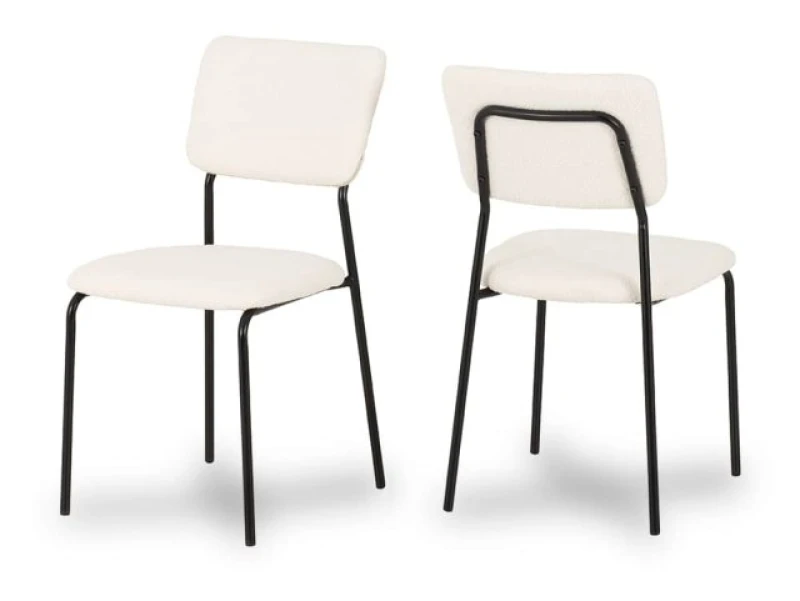 Image of Seconique Sheldon Set of 4 Ivory Boucle Fabric Dining Chairs