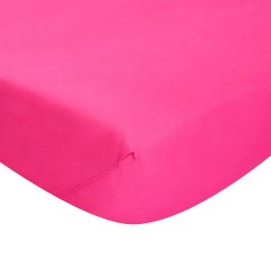 Image of Catherine Lansfield Non-Iron Single Fitted Sheet - Hot Pink