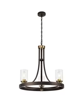 Image of Ceiling Pendant 3 Light E27, Brown Oxide, Bronze With Clear Glass Shades