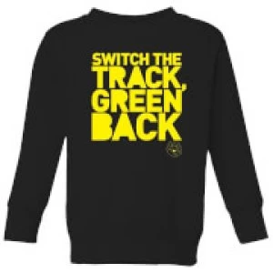 Image of Danger Mouse Switch The Track Green Back Kids Sweatshirt - Black - 7-8 Years