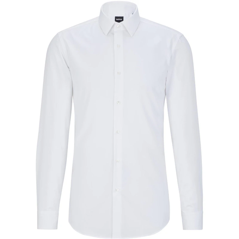 Image of Boss Mens Isko Long Sleeve Oxford Shirt White male S