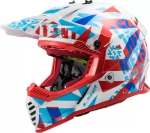 Image of LS2 MX437 Fast Mini Evo Funky Kids Motocross Helmet, white-red-blue Size M white-red-blue, Size M