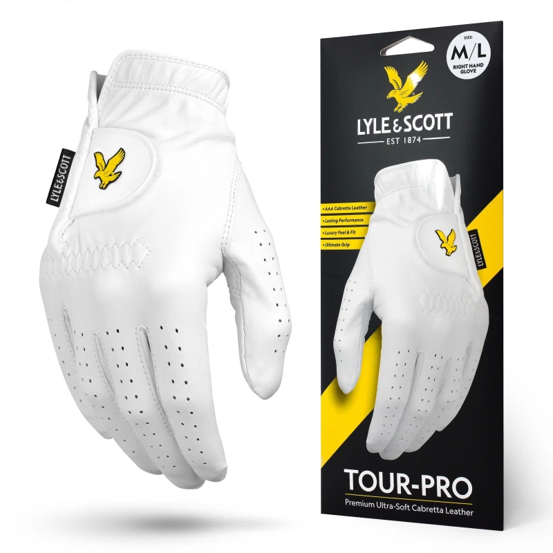 Image of Lyle and Scott Golf Lyle and Scott Golf Cabretta Leather Golf Glove - Right Hand - White M - L Unisex