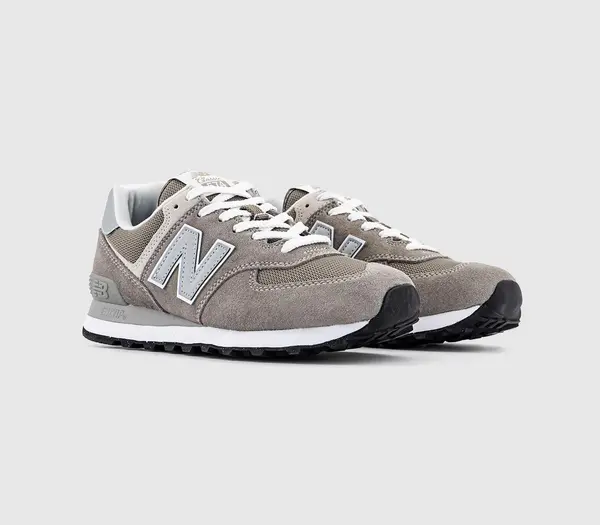 Image of New Balance Womens 574 Trainers Grey White Green Leaf Rubber, 5