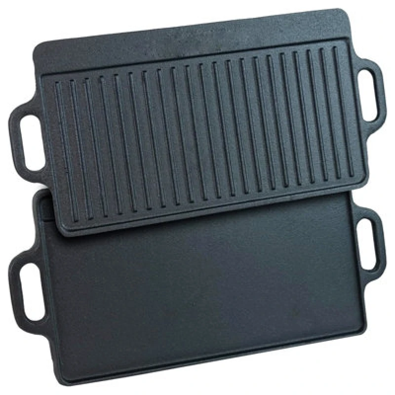 Image of Gr8 Home Non Stick Cast Iron Reversible Griddle Plate Ribbed Pan Bbq Grill