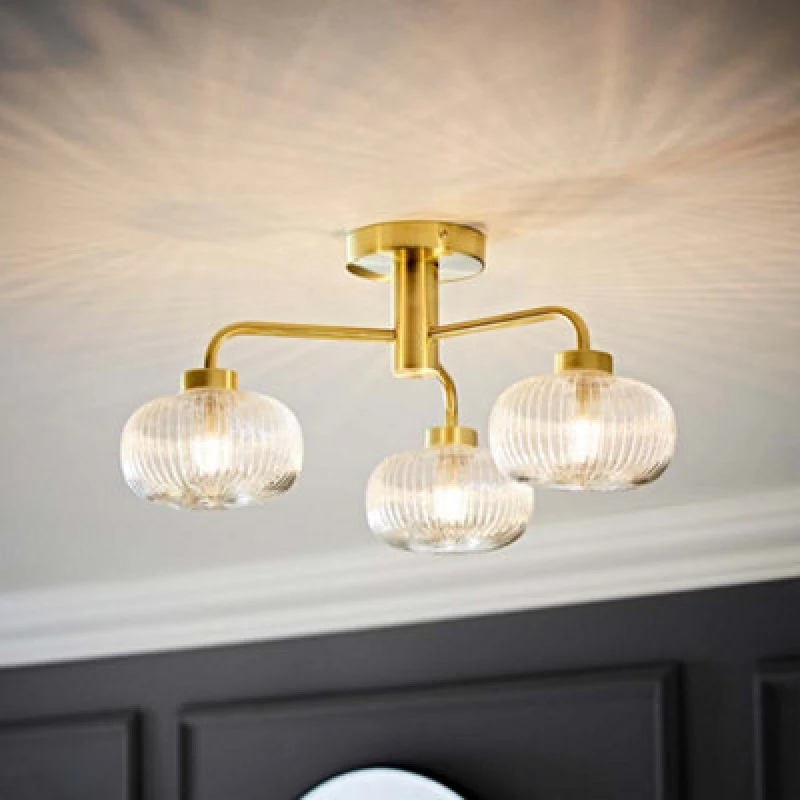 Image of Brass 3 Way Bathroom Ceiling Light