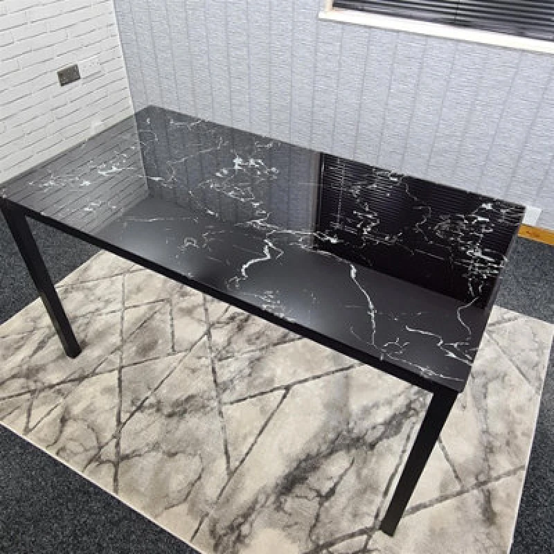 Image of KOSY KOALA Kosy Koala - Dining Table Black Glass Kitchen Place for 4 Seats, Dining Table Only (Black h 75 x l 120 x w 70 cm) Black marble 120 table