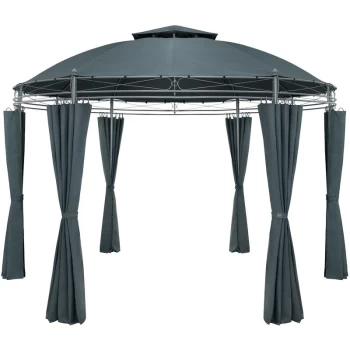 Image of Casaria - Pavilion Garden Gazebo Party Tent Marquee Toscana Ø350cm Metal Water-repellent Patio Anthracite