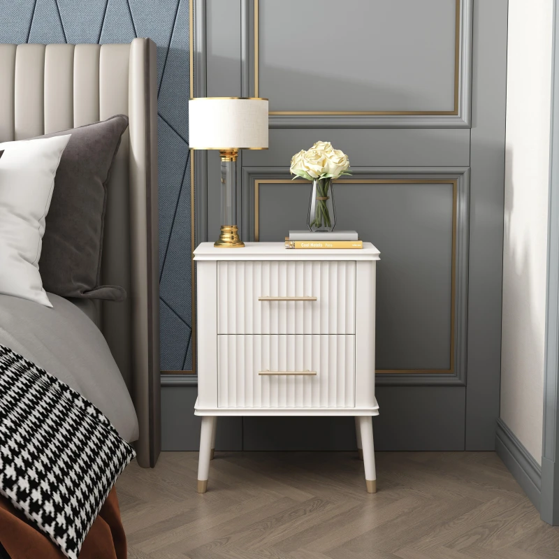 Image of Cabinet Bits Cozzano 2 Drawer Bedside Table in White White Unisex