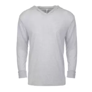 Image of Next Level Adults Unisex Tri-Blend Long Sleeve T-Shirt Hoodie (S) (Heather White)