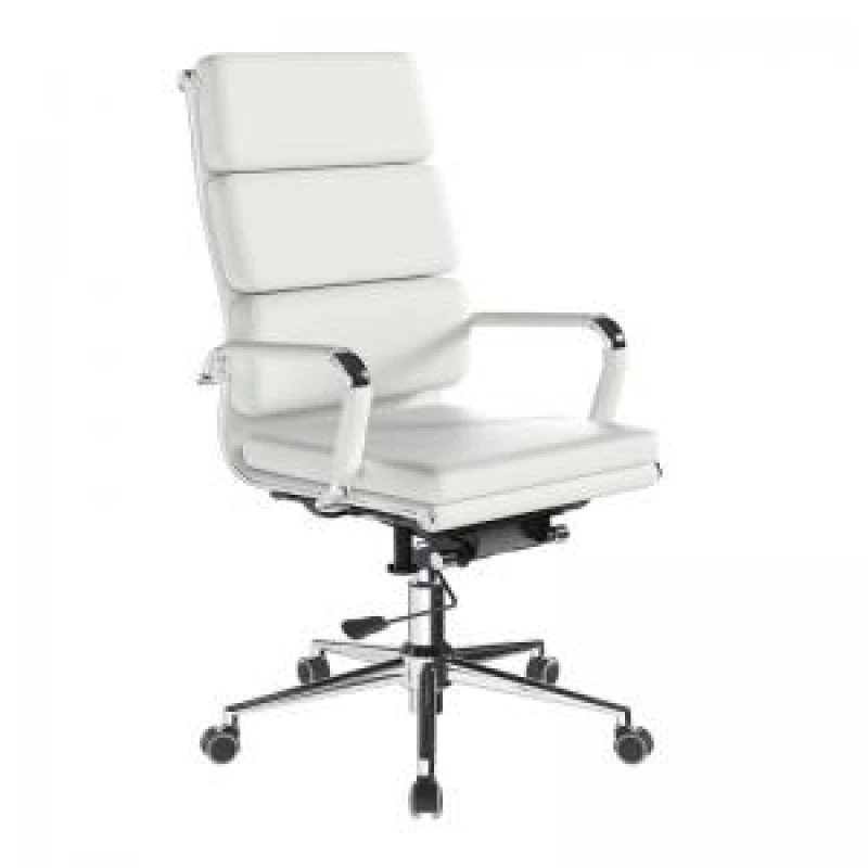 Image of Avanti Nautilus Designs Avanti High Back Bonded Leather Executive Office Chair With Individual Back Cushions and Fixed Arms White - BCL/6003/WH BCL/60